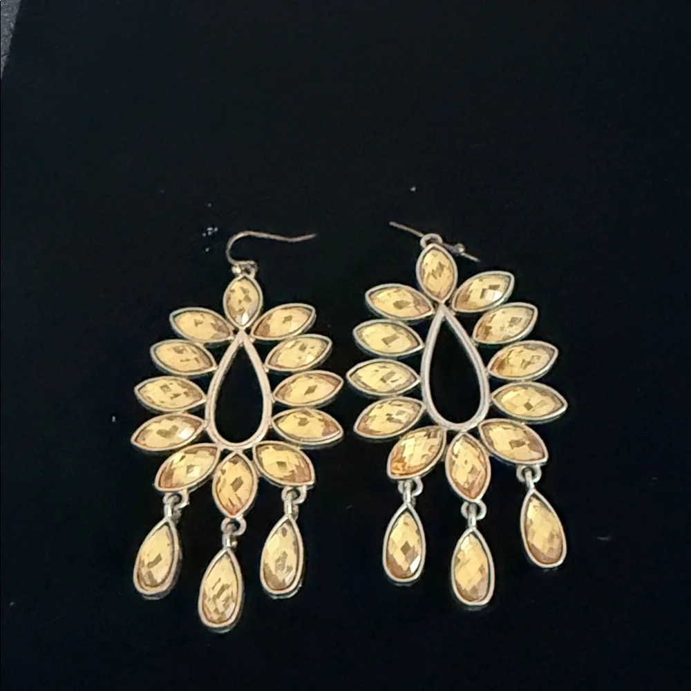 Gold Teardrop Crystal Chandelier Earrings